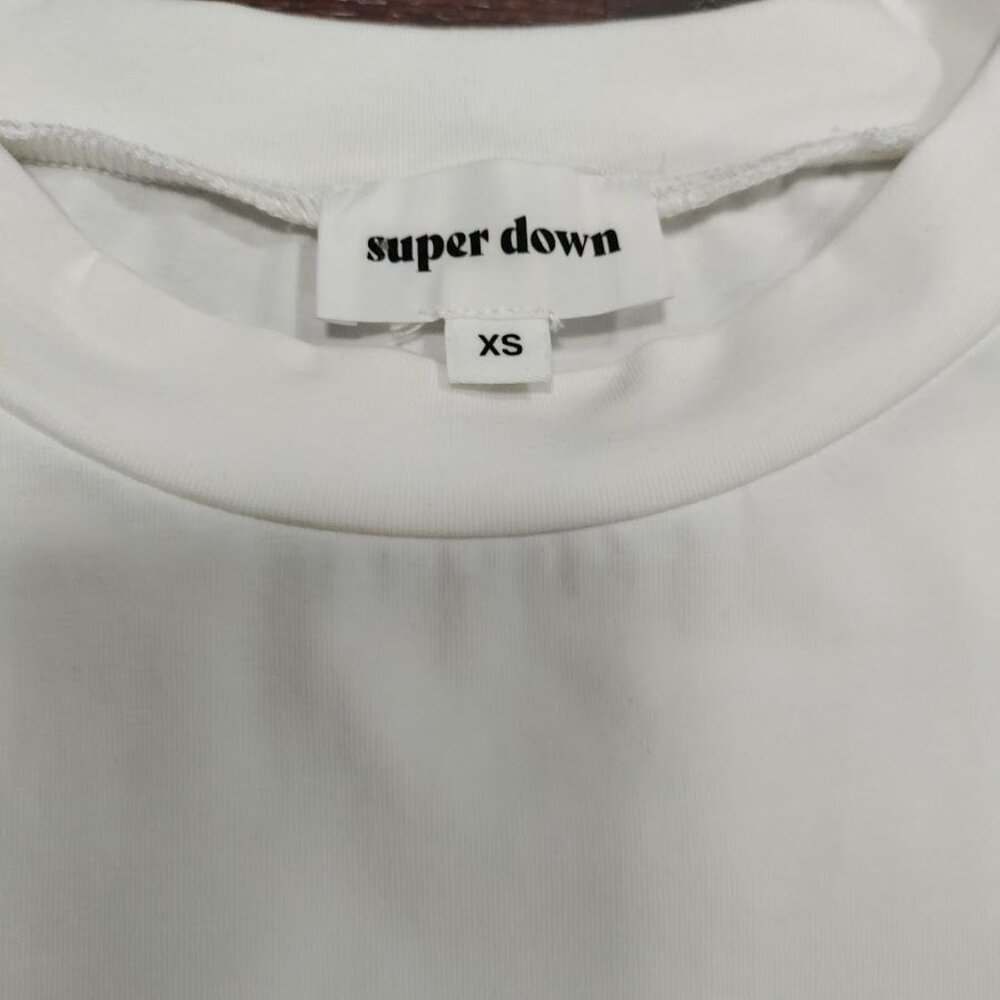 Superdown Destiny Slit Dress Short Sleeve White Twee XS Mini Dress - Picture 10 of 12